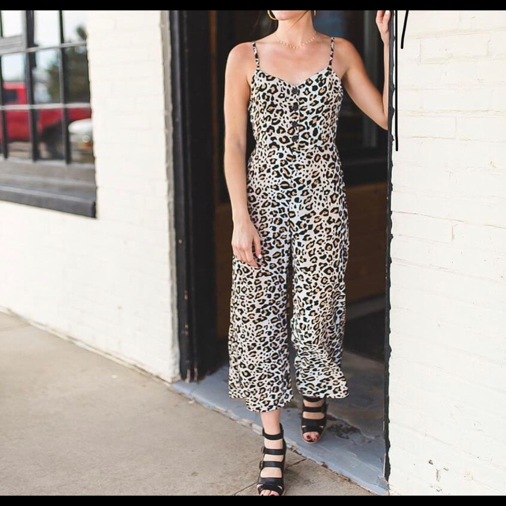 Buckle Leopard Print Jumpsuit